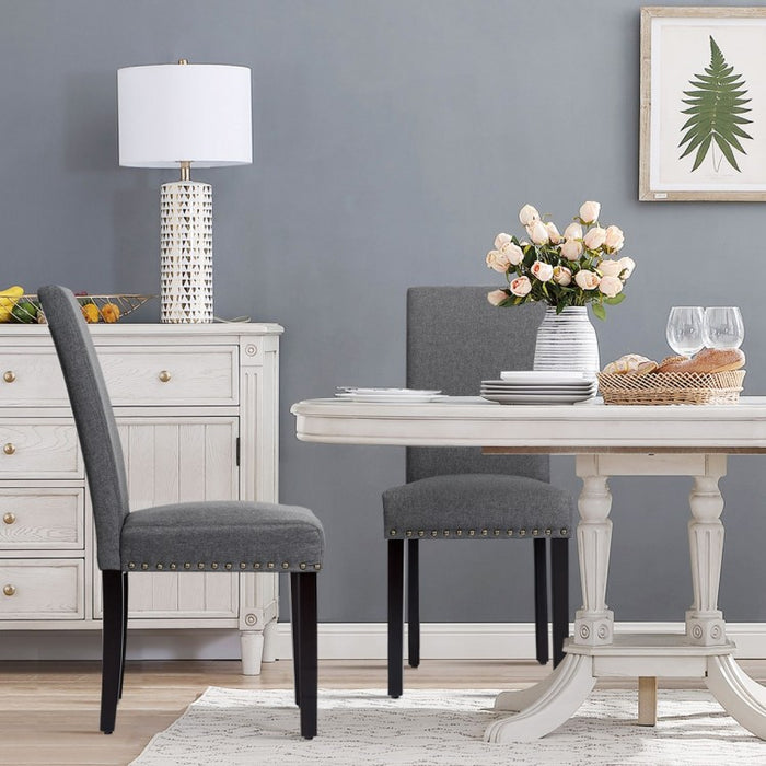 Modern Minimalist Fabric Dining Chairs Set - 2-Piece Set with Studded Design - Suitable for Restaurant and Cafe