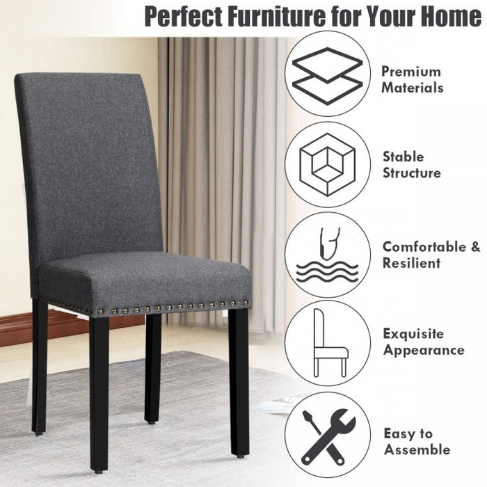 Modern Minimalist Fabric Dining Chairs Set - 2-Piece Set with Studded Design - Suitable for Restaurant and Cafe