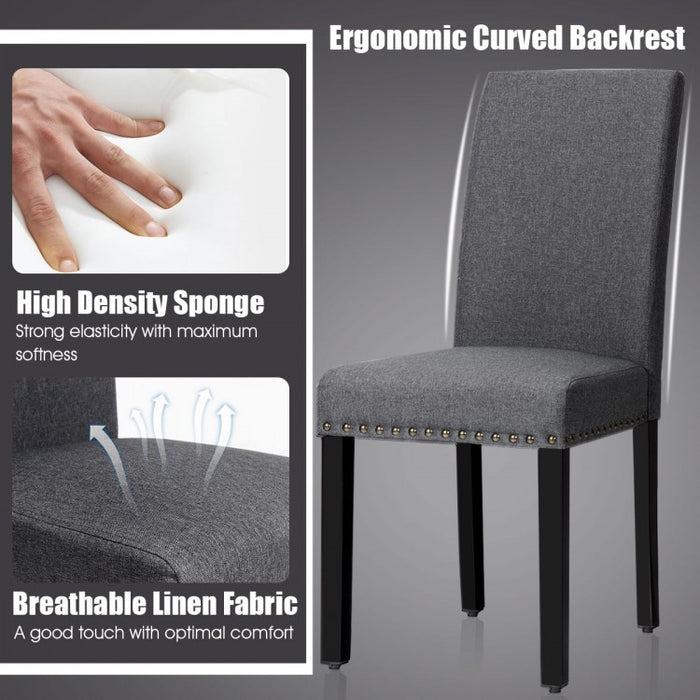 Modern Minimalist Fabric Dining Chairs Set - 2-Piece Set with Studded Design - Suitable for Restaurant and Cafe