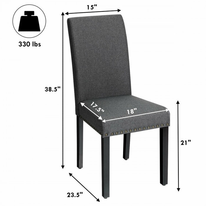 Modern Minimalist Fabric Dining Chairs Set - 2-Piece Set with Studded Design - Suitable for Restaurant and Cafe