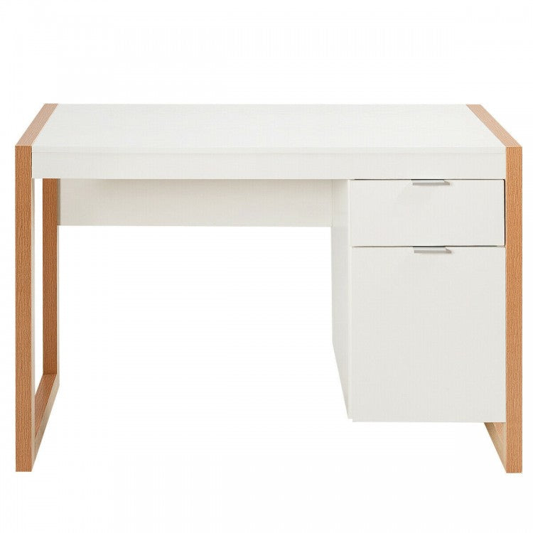 Modern White Computer Desk with Drawers for Office