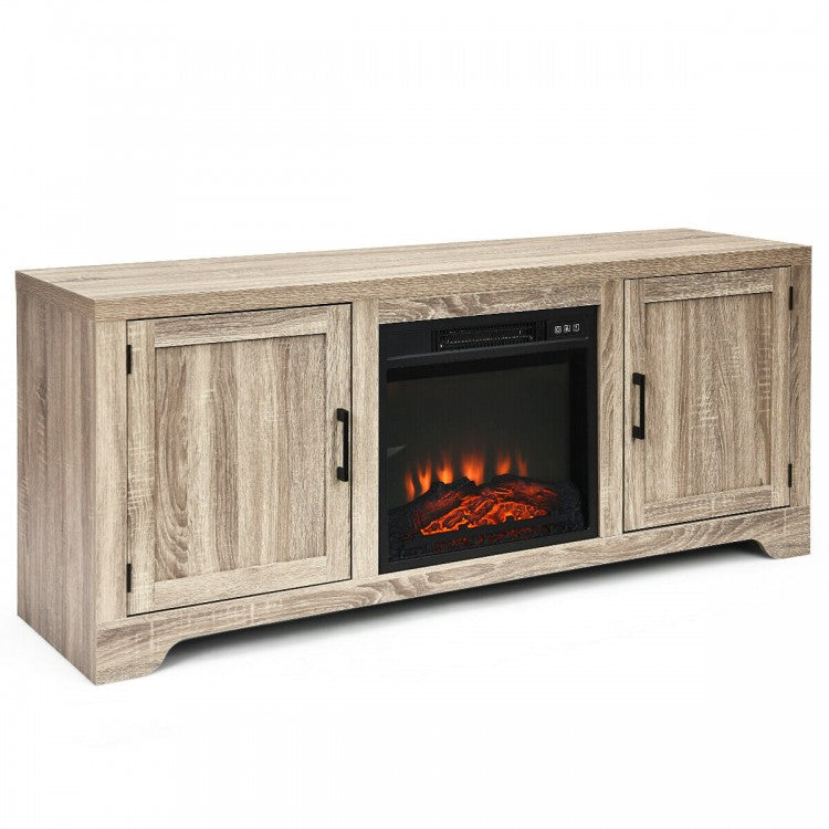 65-inch Wooden TV Stand with 2 Cabinet Doors