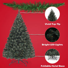 Charger l&#39;image dans la galerie, PVC Artificial Christmas Tree with 200 Pre-Installed LED Lights and Metal Stand - Suitable for Indoor and Outdoor Christmas Party Decorations
