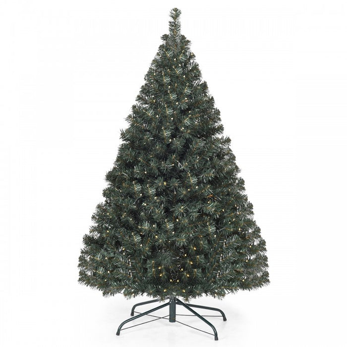 PVC Artificial Christmas Tree with 200 Pre-Installed LED Lights and Metal Stand - Suitable for Indoor and Outdoor Christmas Party Decorations