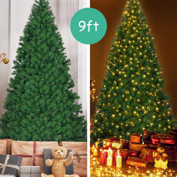 9-Foot Artificial Christmas Tree with 700 Warm White LED Lights - Perfect for Christmas Decorations