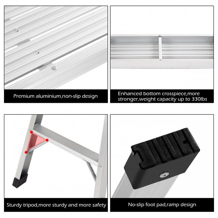 Portable Heavy-Duty Aluminum Folding Ladder for Indoor and Outdoor Home Use