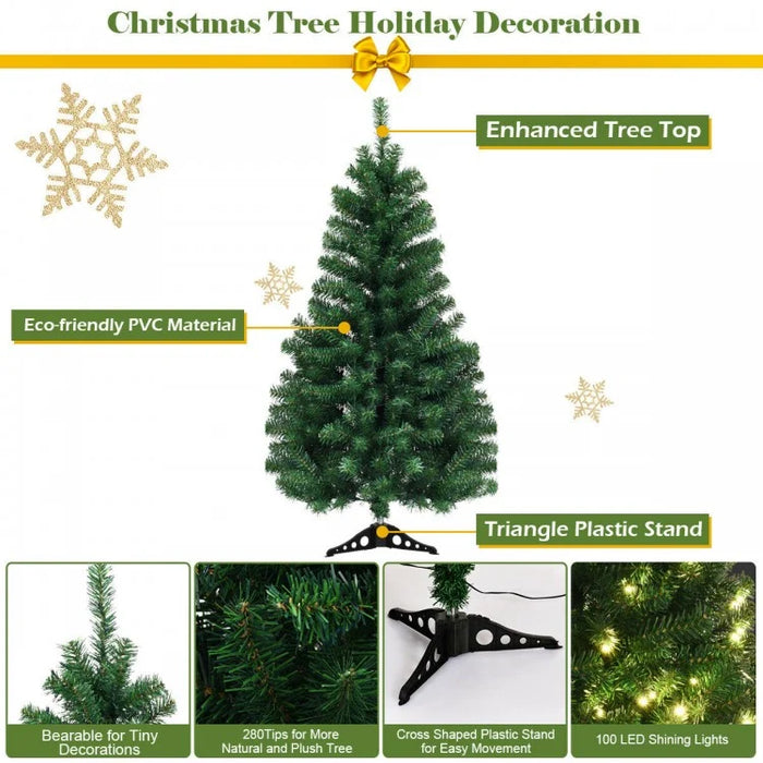 2024 Christmas Tree Decoration with LED Lights - Portable and Movable - Suitable for Home, Apartment, and Store