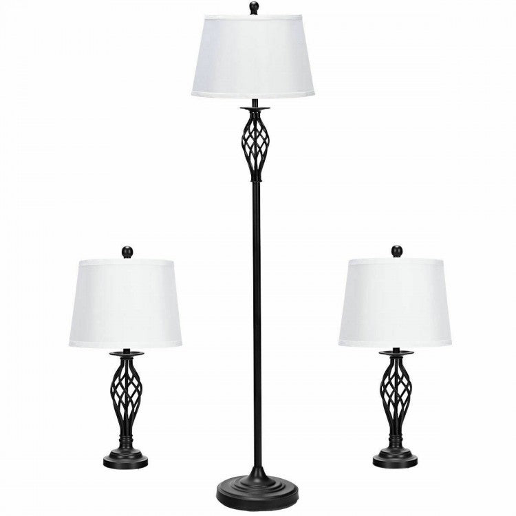 Contemporary 3-Piece Indoor Lamp Set with Lamp Shades