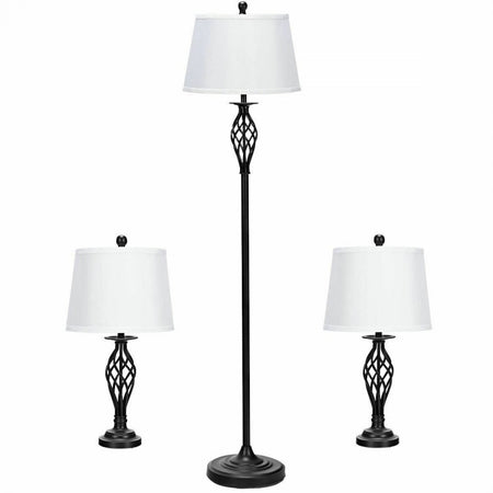 Contemporary 3-Piece Indoor Lamp Set with Lamp Shades
