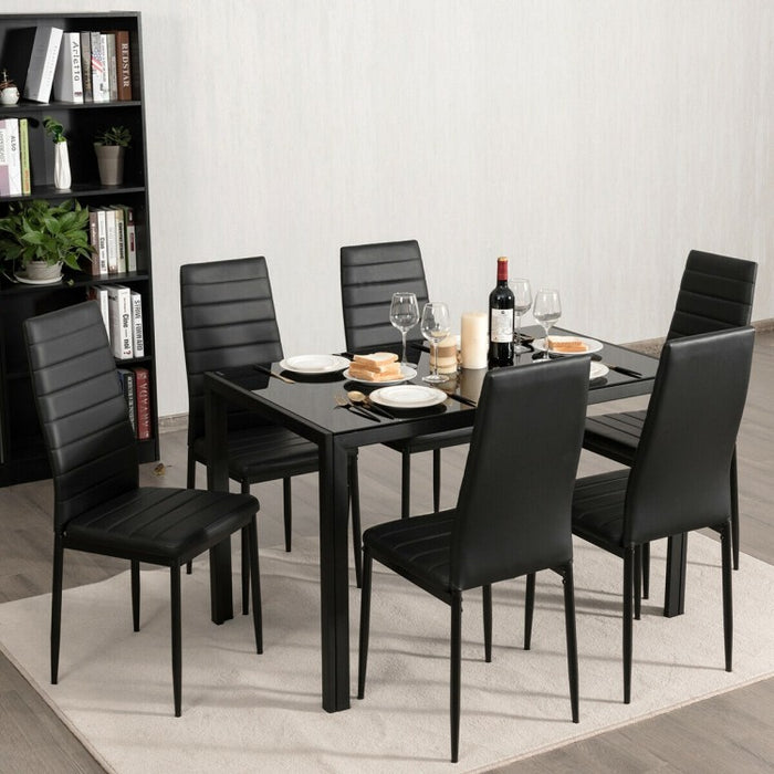 Modern Stylish 6-Piece Black High Back Dining Chairs
