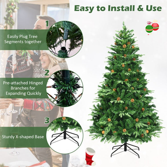 Artificial Christmas Tree with Pinecones and LED Lights - Suitable for Christmas Decorations