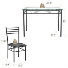 Charger l&#39;image dans la galerie, Modern Small Dining Room Set - 5-Piece Set with Tempered Glass Table and 4 Padded Chairs - Suitable for Kitchen and Restaurant
