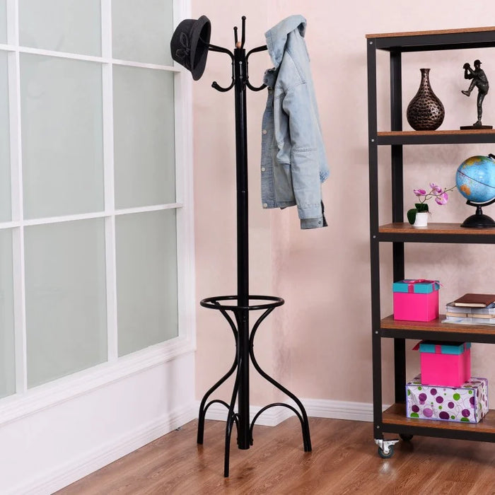 Black Vintage Metal Coat Rack - Freestanding Design, Ideal for Bedroom and Closet