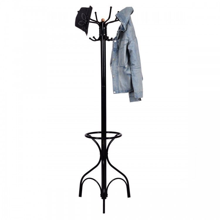 Black Vintage Metal Coat Rack - Freestanding Design, Ideal for Bedroom and Closet