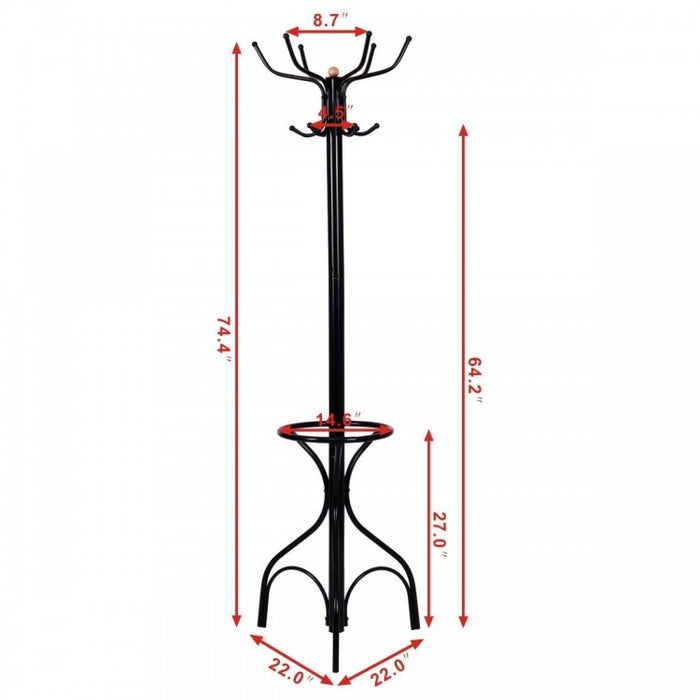 Black Vintage Metal Coat Rack - Freestanding Design, Ideal for Bedroom and Closet