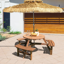 Charger l&#39;image dans la galerie, Outdoor Dining Table and Bench Set with Umbrella Stand - Ideal for Backyard, Garden, and Picnic Gatherings
