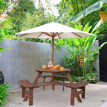 Charger l&#39;image dans la galerie, Outdoor Dining Table and Bench Set with Umbrella Stand - Ideal for Backyard, Garden, and Picnic Gatherings
