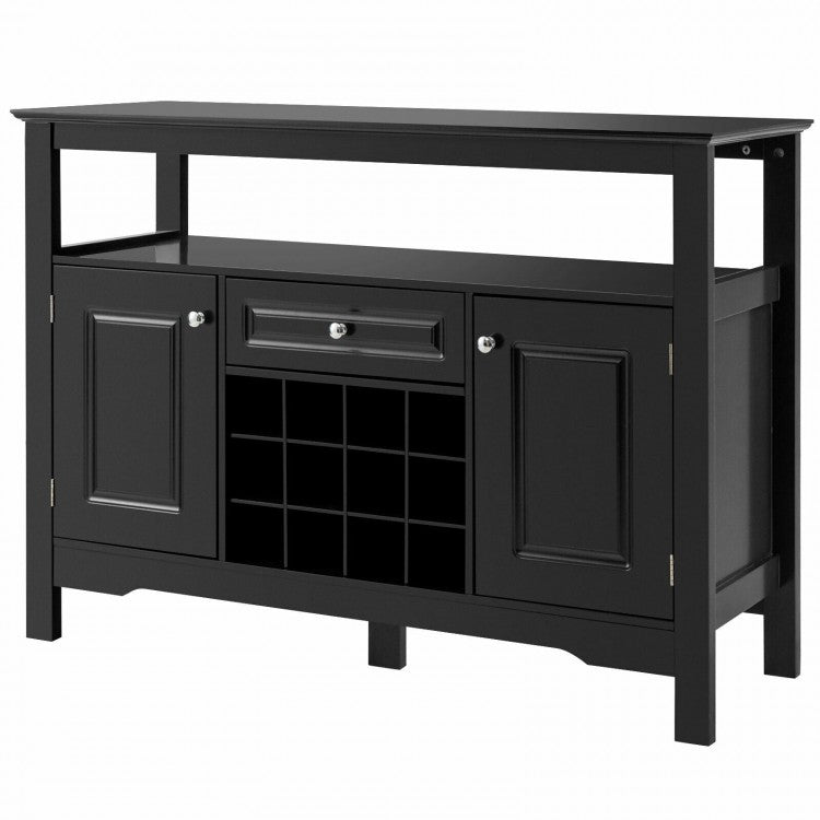 Costway Modern Bar Wine Cabinet Storage Unit with Drawers and Cabinet Doors - Suitable for Restaurant and Bar