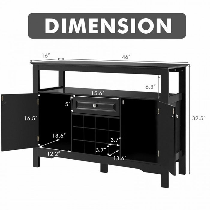 Costway Modern Bar Wine Cabinet Storage Unit with Drawers and Cabinet Doors - Suitable for Restaurant and Bar