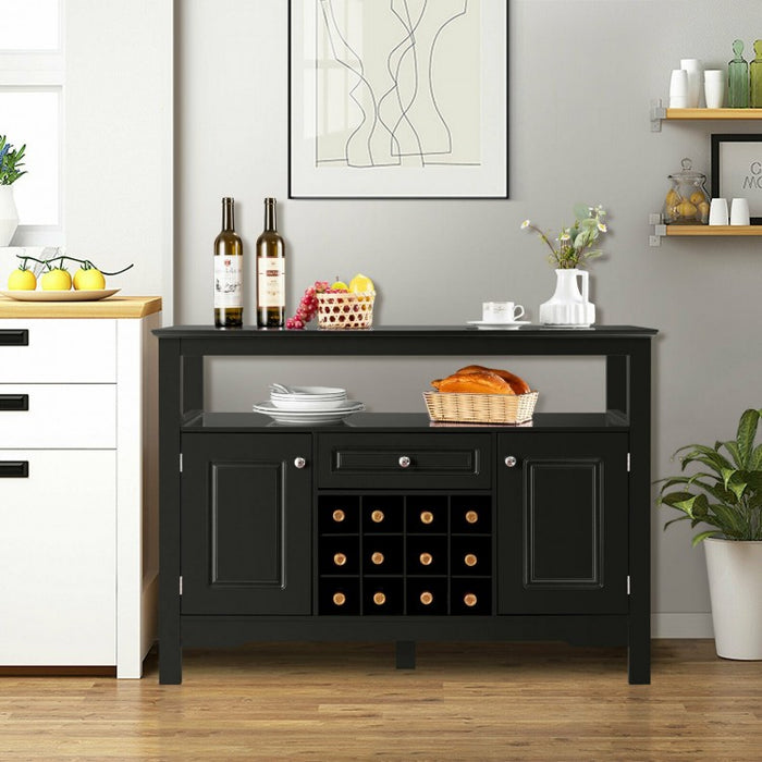 Costway Modern Bar Wine Cabinet Storage Unit with Drawers and Cabinet Doors - Suitable for Restaurant and Bar