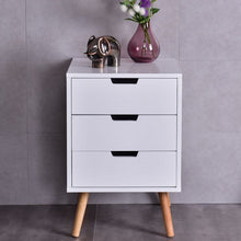 Load image into Gallery viewer, Inexpensive White Bedroom Nightstand with 3 Drawers
