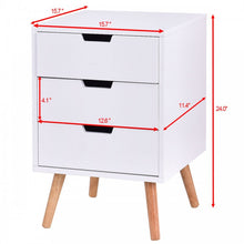Load image into Gallery viewer, Inexpensive White Bedroom Nightstand with 3 Drawers
