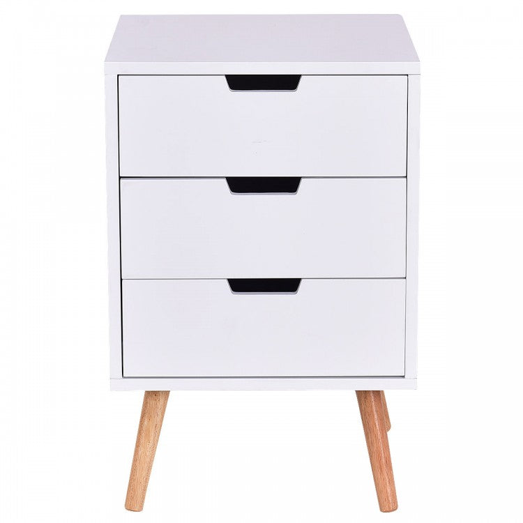 Inexpensive White Bedroom Nightstand with 3 Drawers