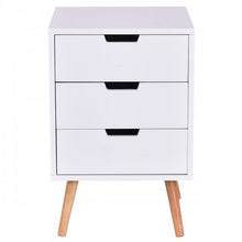 Load image into Gallery viewer, Inexpensive White Bedroom Nightstand with 3 Drawers
