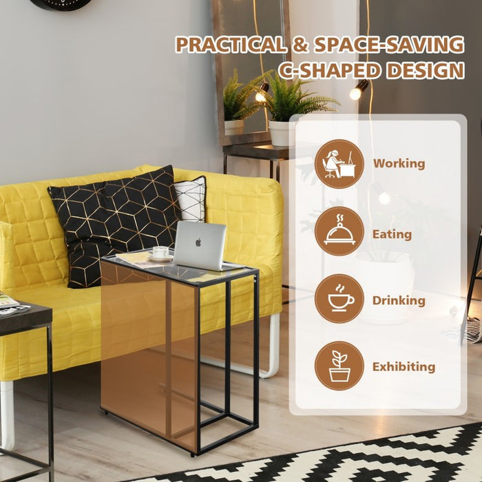 Glass Top Coffee Sofa Side Table - Living Room Furniture