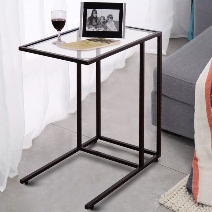 Glass Top Coffee Sofa Side Table - Living Room Furniture