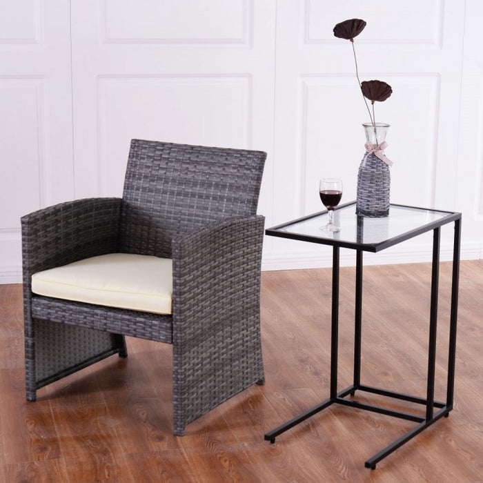 Glass Top Coffee Sofa Side Table - Living Room Furniture