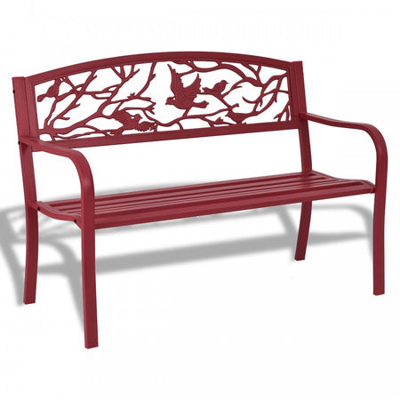 Outdoor Patio Red Cast Iron Garden Bench