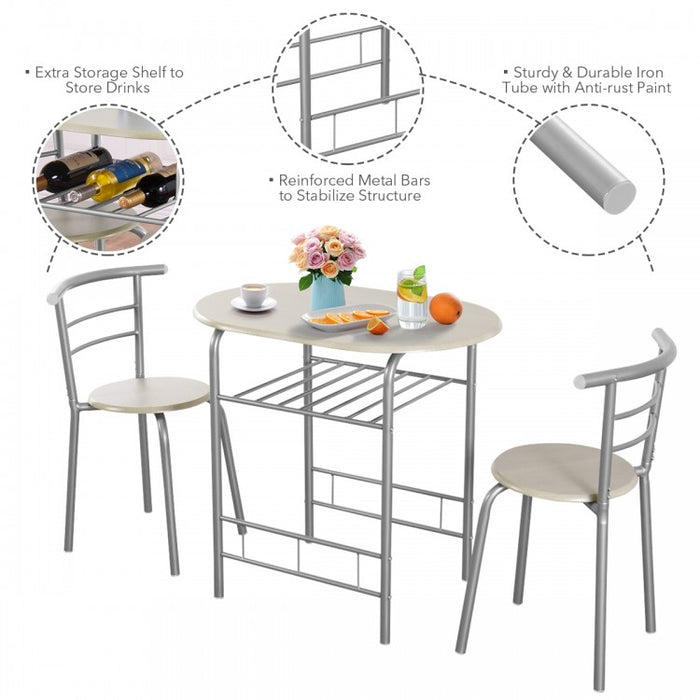 Dining Room Tables for Small Spaces - 3-Piece Set with 2 Chairs - Suitable for Kitchen and Restaurant