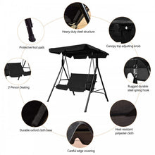 Load image into Gallery viewer, 2-Person Outdoor Garden Backyard Swing Chair with Adjustable Canopy
