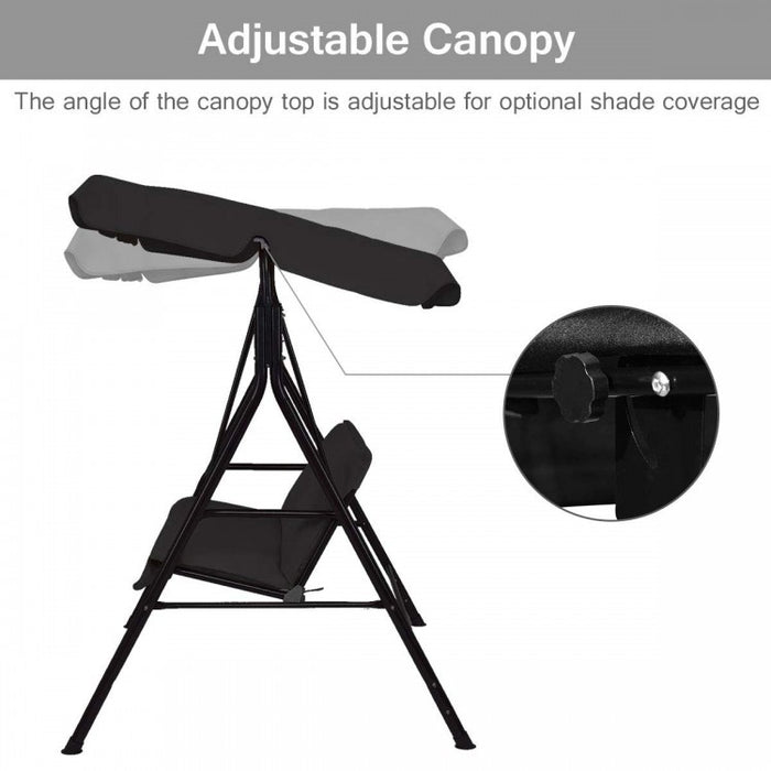 2-Person Outdoor Garden Backyard Swing Chair with Adjustable Canopy