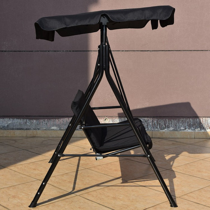 2-Person Outdoor Garden Backyard Swing Chair with Adjustable Canopy