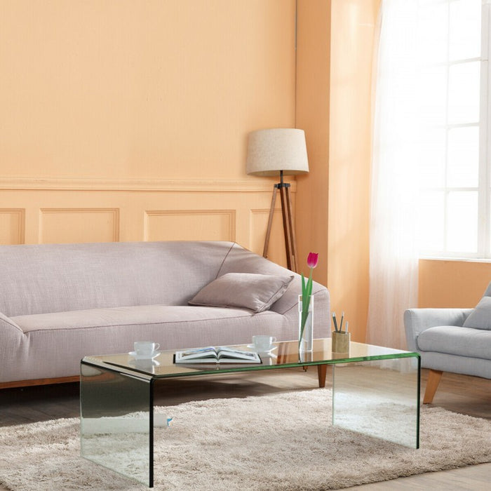 Modern Minimalist Tempered Glass Round Corner Coffee Table for Living Room
