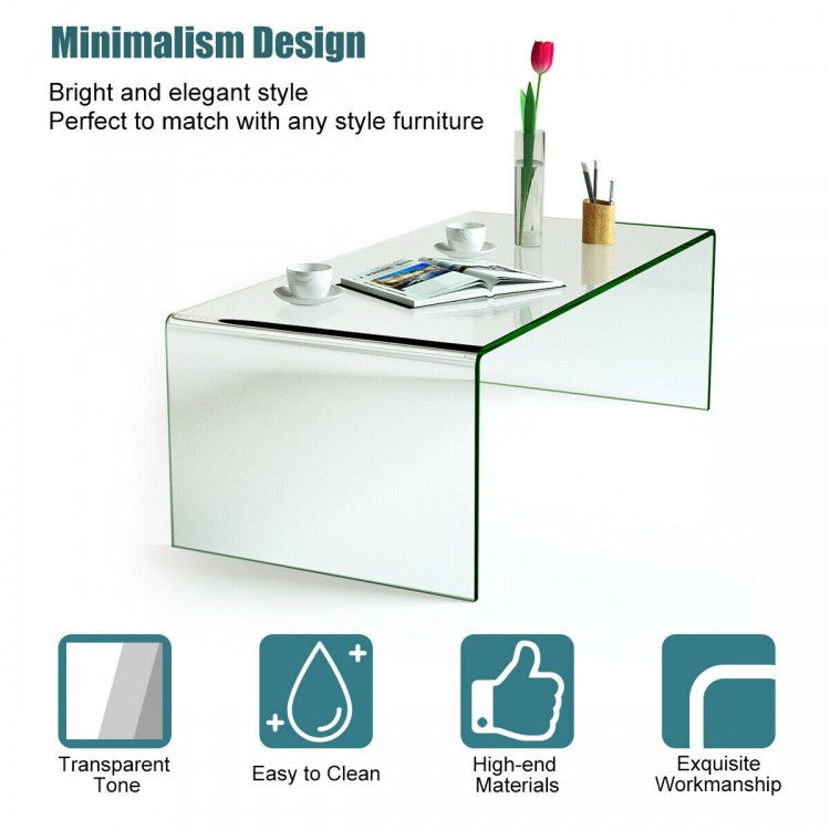 Modern Minimalist Tempered Glass Round Corner Coffee Table for Living Room