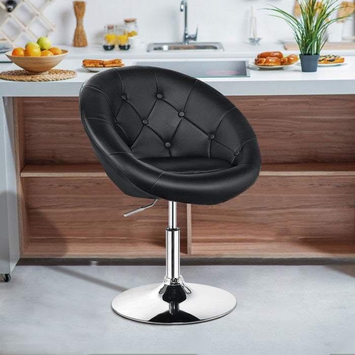 Costway Black Leather Swivel Chair - Adjustable Height, Suitable for Restaurant, Bar, and Cafe
