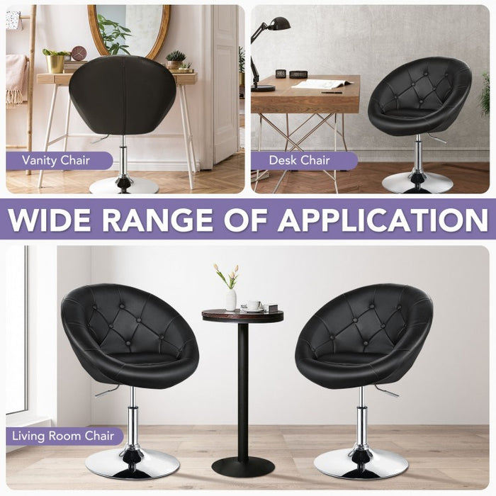 Costway Black Leather Swivel Chair - Adjustable Height, Suitable for Restaurant, Bar, and Cafe