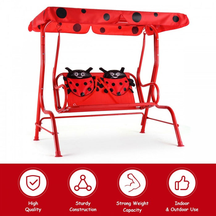 Costway Outdoor Swing Chair for Children with Canopy - Suitable for Porch, Patio, and Garden