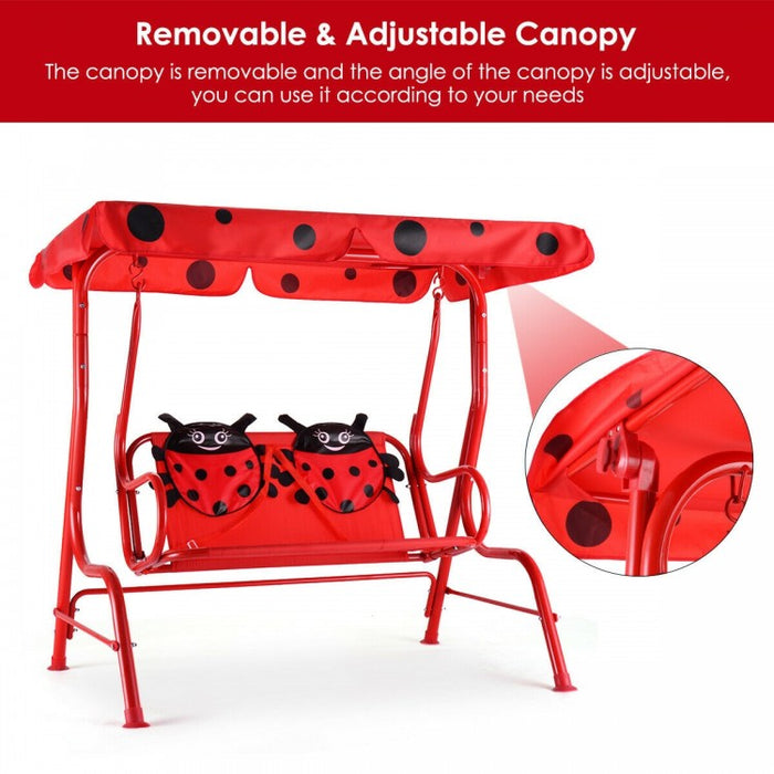 Costway Outdoor Swing Chair for Children with Canopy - Suitable for Porch, Patio, and Garden