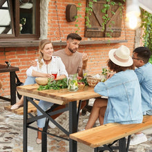 Load image into Gallery viewer, Outdoor Wooden Dining Table and Bench Set - 3-Piece Set Ideal for Backyard and Garden Gatherings
