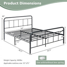 Load image into Gallery viewer, Rustic Industrial Black Metal Bed Frame with Storage Underneath
