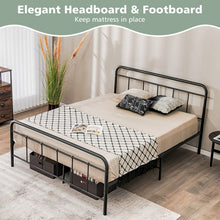 Load image into Gallery viewer, Rustic Industrial Black Metal Bed Frame with Storage Underneath
