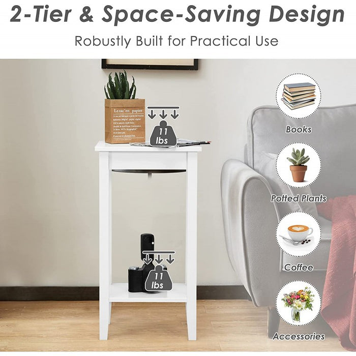 Costway Modern Side Table Night Stand with Storage Shelf - Suitable for Bedroom