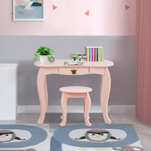 Load image into Gallery viewer, Bedroom Children&#39;s 3-Fold Mirror Vanity Dressing Table with Stool
