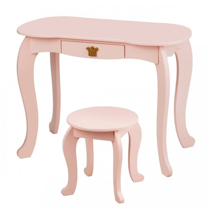 Bedroom Children's 3-Fold Mirror Vanity Dressing Table with Stool