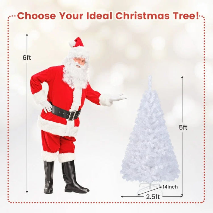 White Christmas Tree with Built-in Metal Stand - Suitable for Christmas Activities and Decorations