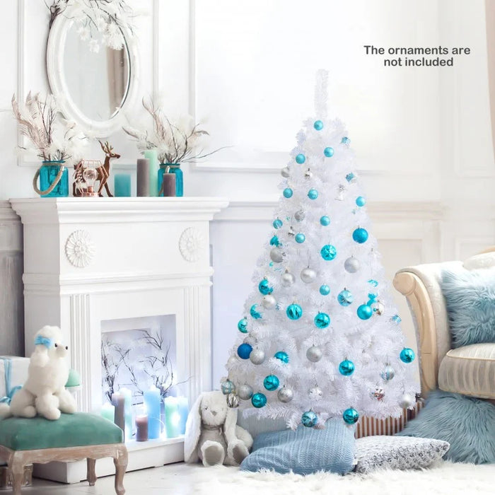 White Christmas Tree with Built-in Metal Stand - Suitable for Christmas Activities and Decorations
